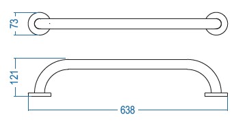 Прав инвалиден държач 60 см P.33014 чертеж