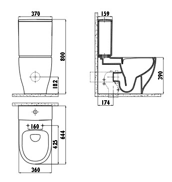 Моноблок Серия Mare Rim-Off - Back to Wall MA361+MA410+KC1703.01 технически чертеж