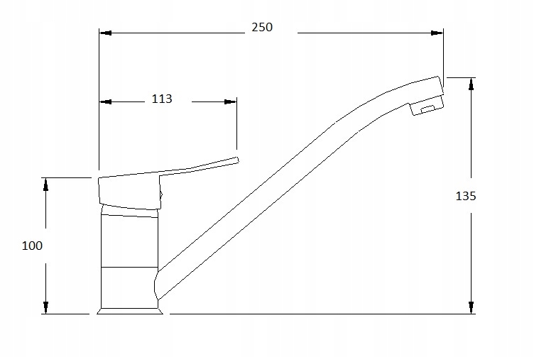 Стоящ смесител за кухня Серия Madera BQM_060D технически чертеж