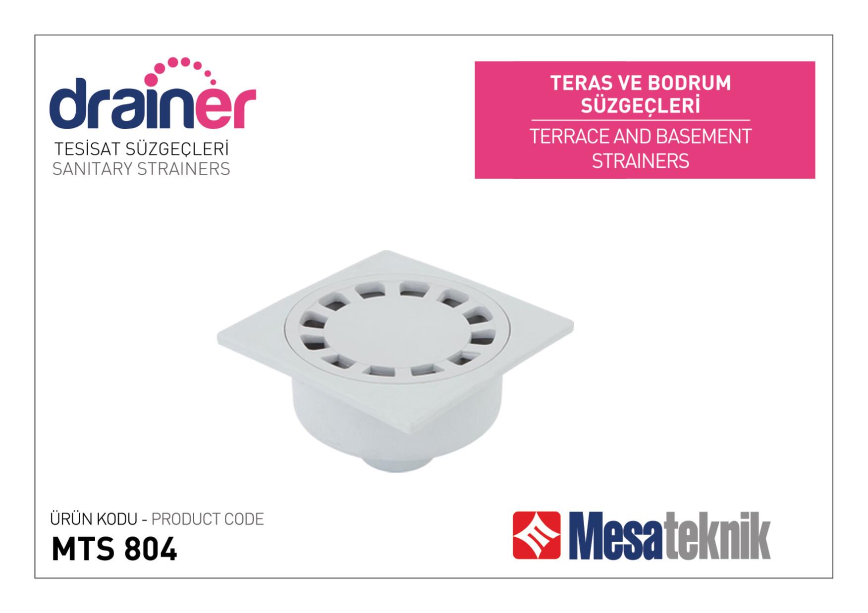 Сифон за тераси 15/15 - вертикален ф50 - Серия Mesateknik MTS804