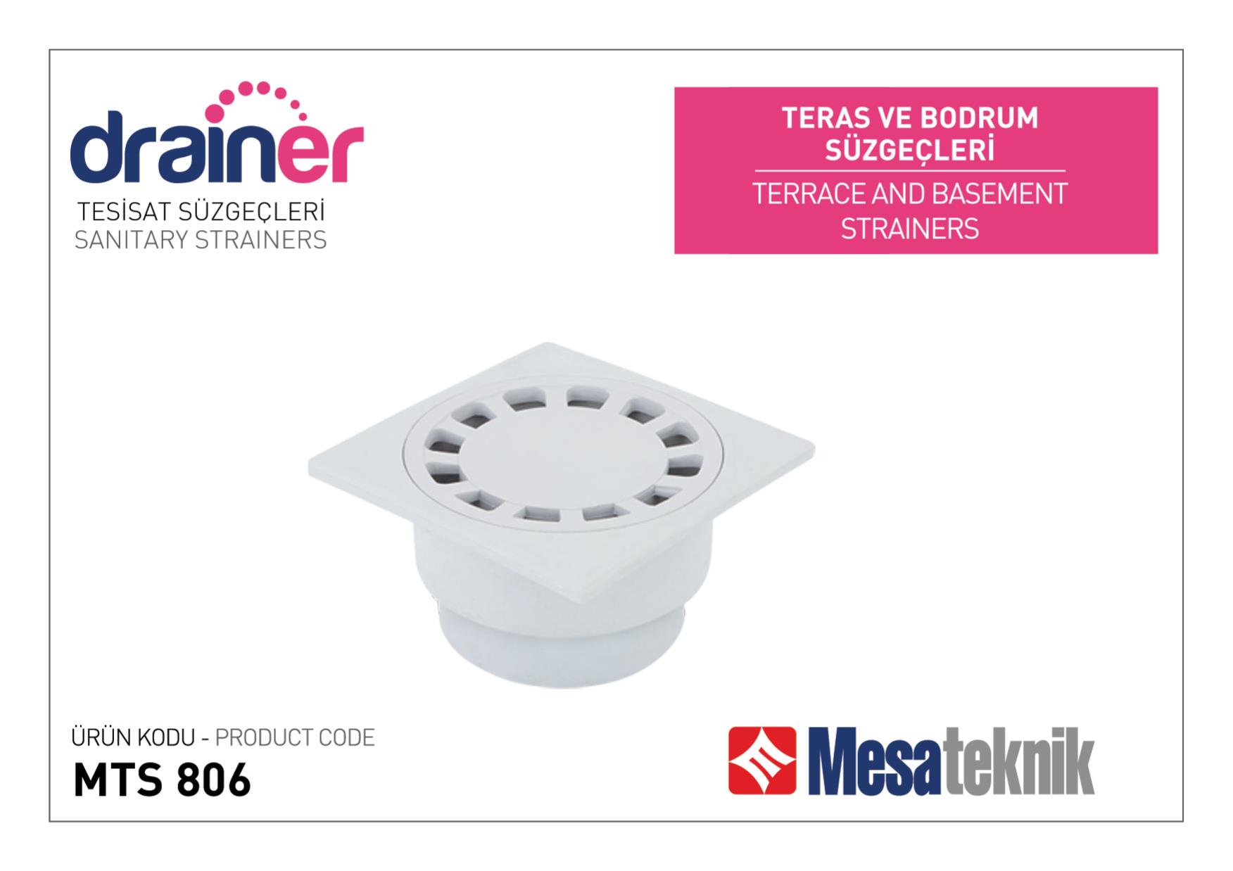Сифон за тераси 15/15 - вертикален ф110 - Серия Mesateknik MTS806