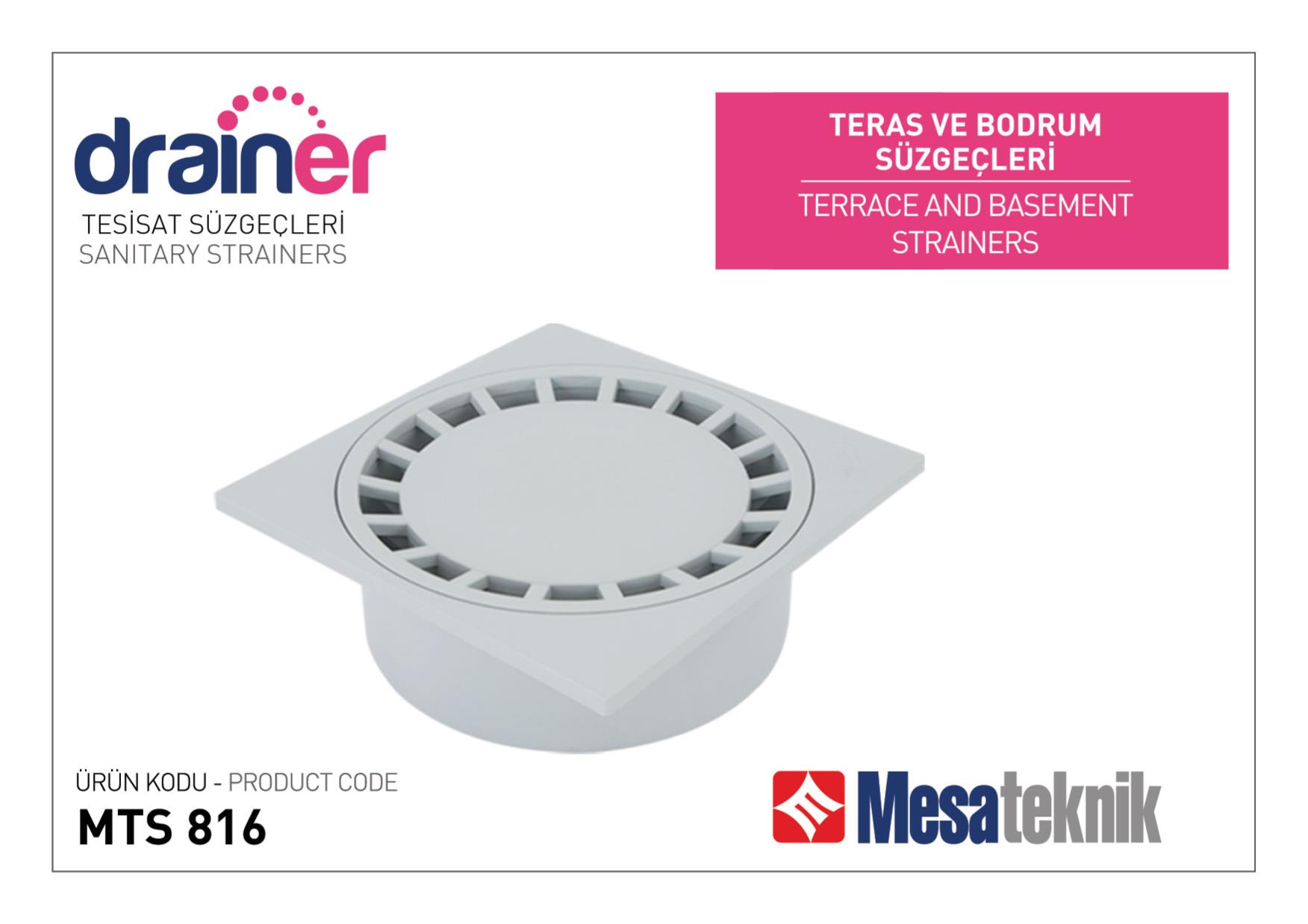 Сифон за тераси 25/25 - вертикален ф110 - Серия Mesateknik MTS816