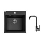 Комплект кухненска мивка и смесител Серия Alena Black SBAA_710T