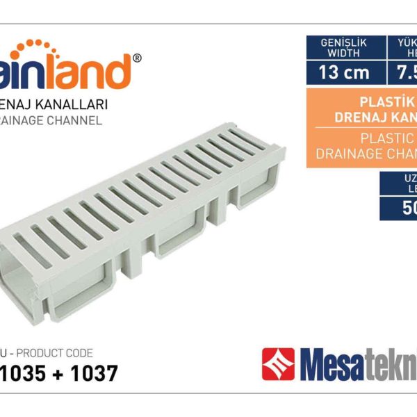 Канален сифон 13/7 хоризонтално оттичане - Серия Mesateknik MTS1035+MTS1037