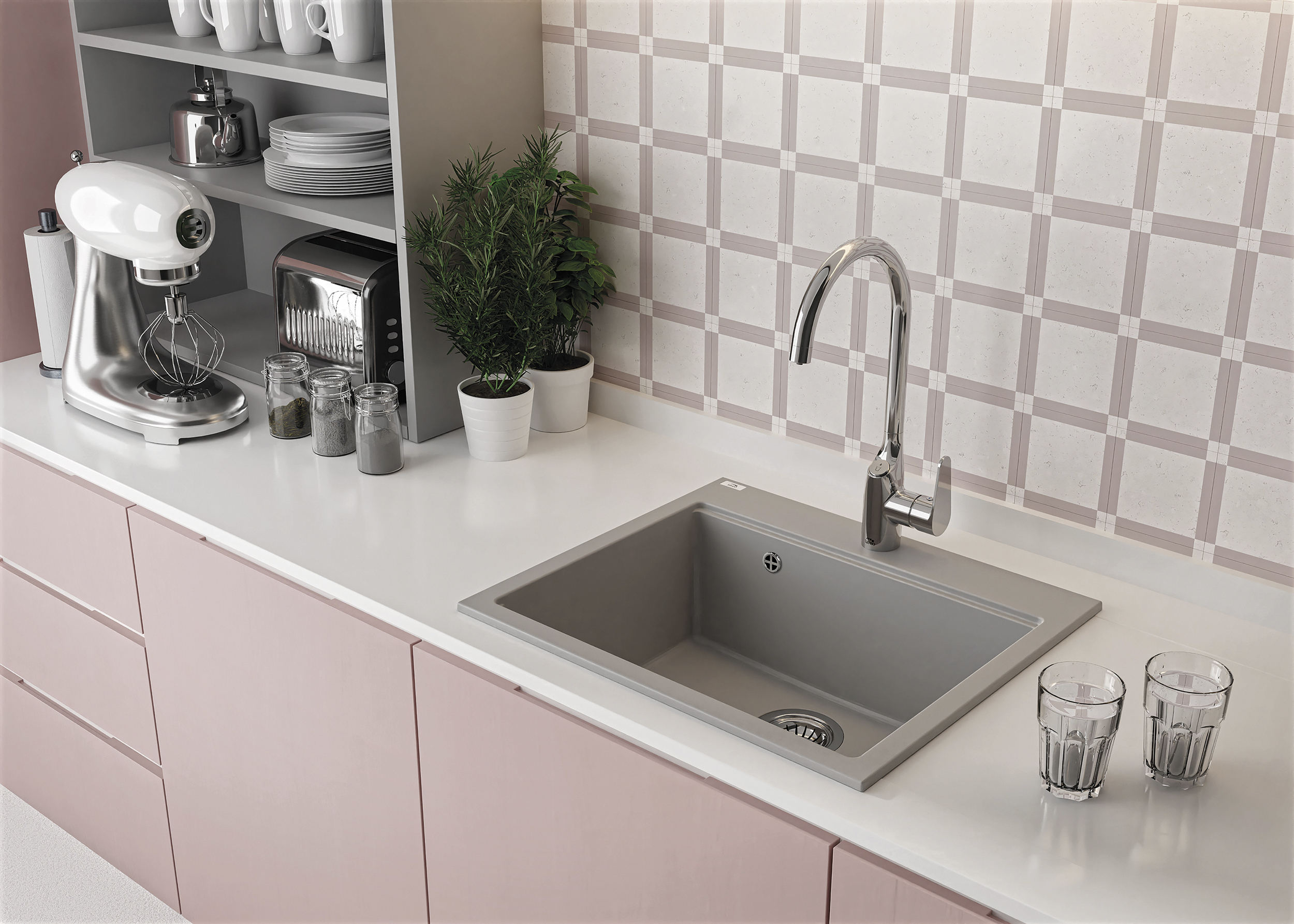 Полигранитна кухненска мивка Серия Tau Grey SBT_510Y изглед