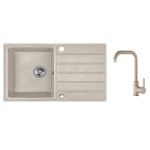 Комплект кухненска мивка и смесител Серия Margarita Beige SBMA_411T