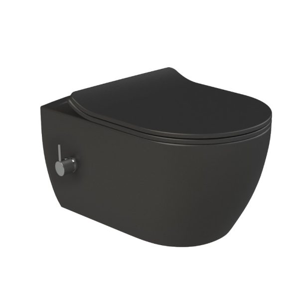 Висящо тоалетно седало Серия City Rimless Black Matte с бидетен смесител /19107-D-97/