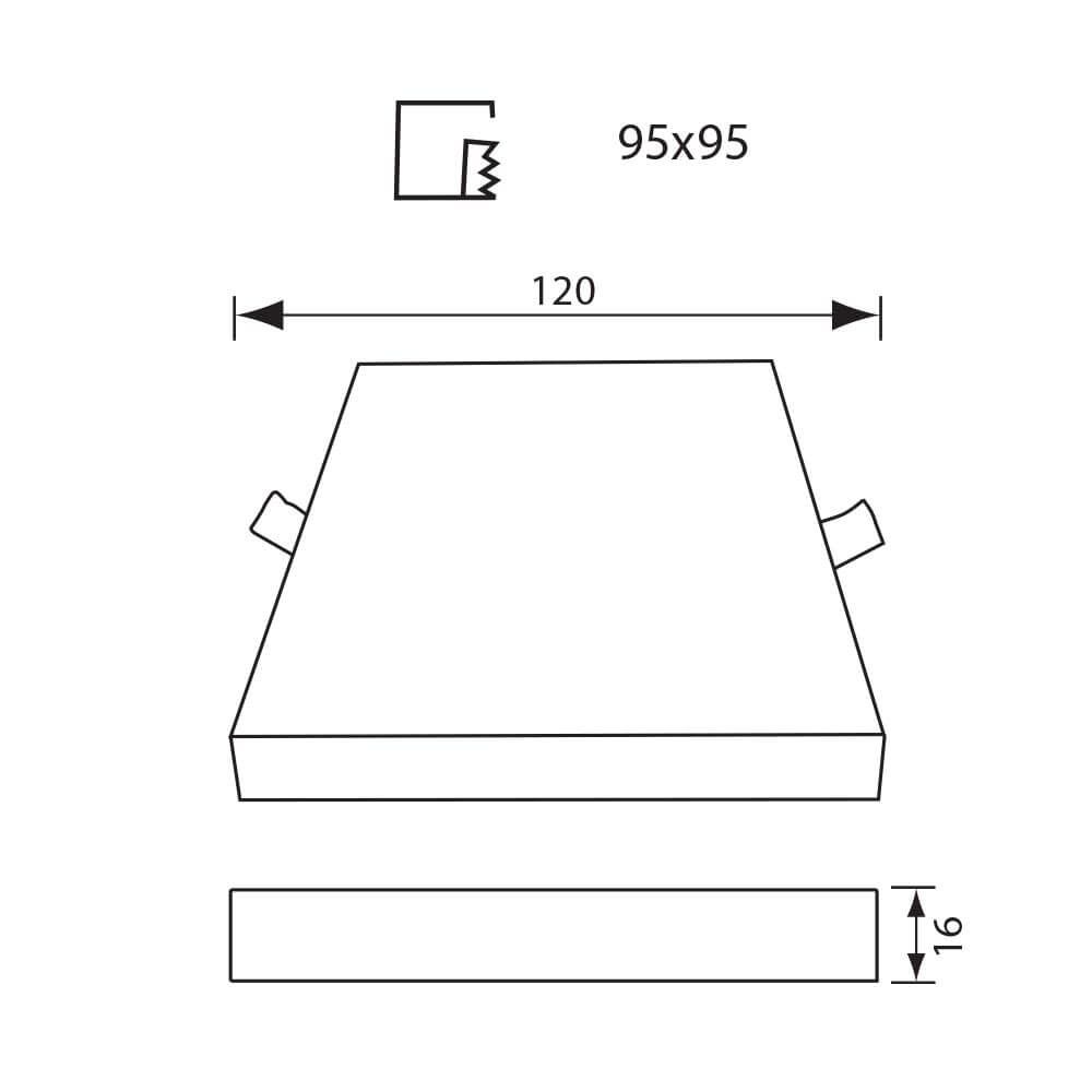LED Тяло за баня Quadra 18W /4283/ технически чертеж
